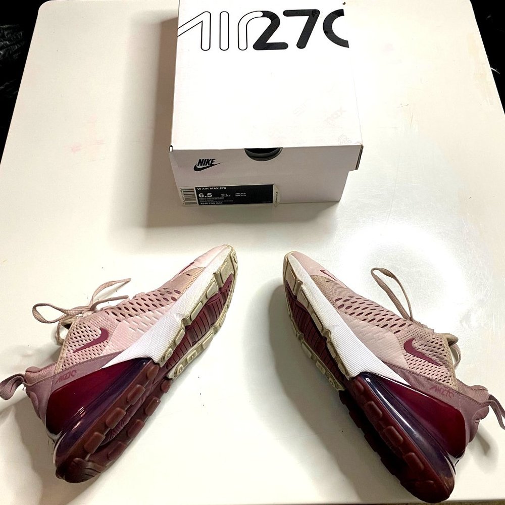 Nike Air Max 270 Casual Shoes Women Barely Rose/Vintage Wine Size 6.5